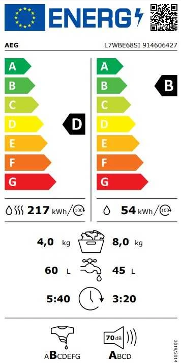 Skalbimo mašina AEG L7WBE68SI