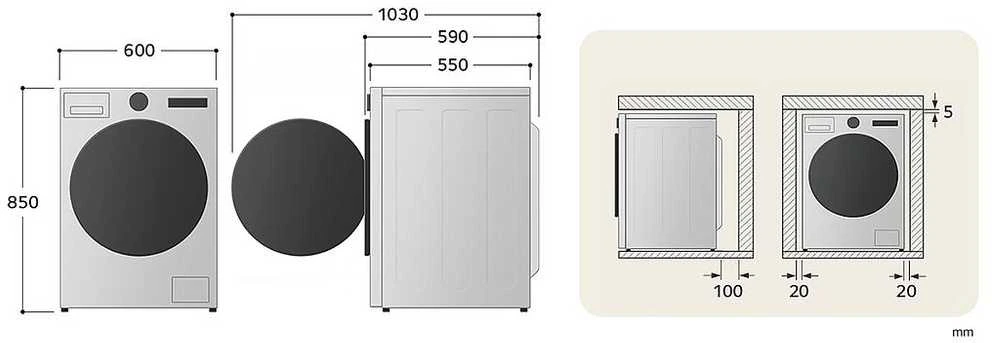 LG | Skalbimo mašina | F4X1009NWB | Energy efficiency class A | Front loading | Skalbimo talpa 9kg | 1400 RPM | Gylis 55 cm | Plotis 60 cm | Ekranas | LED | Steam function | Direct drive | Wi-Fi | Baltas