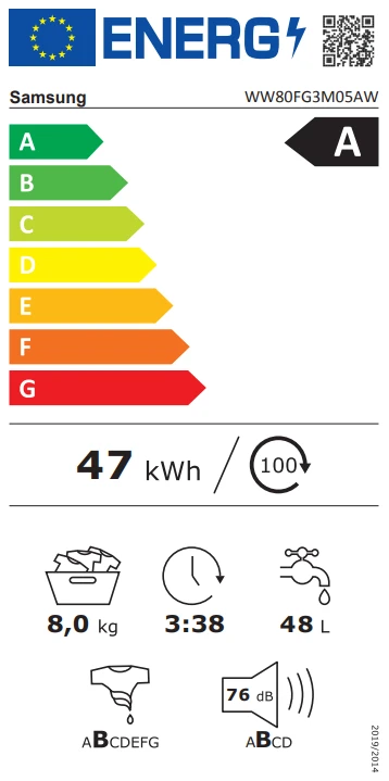 Skalbimo mašina Samsung WW80FG3M05AWLF