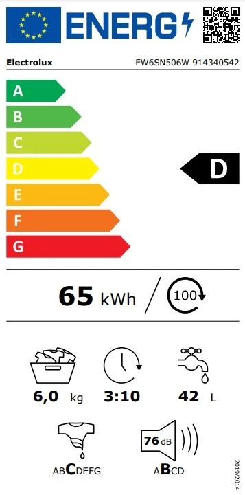 Skalbimo mašina Electrolux EW6SN506W