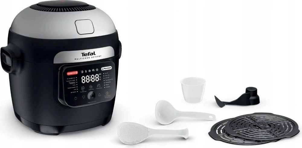 Gruzdintuvė TEFAL Air Fryer and Daugiafunkcinis puodas | MY741CF0 Actifry | Power 1334 W | Capacity 6 L | Juodas/Sidabrinis