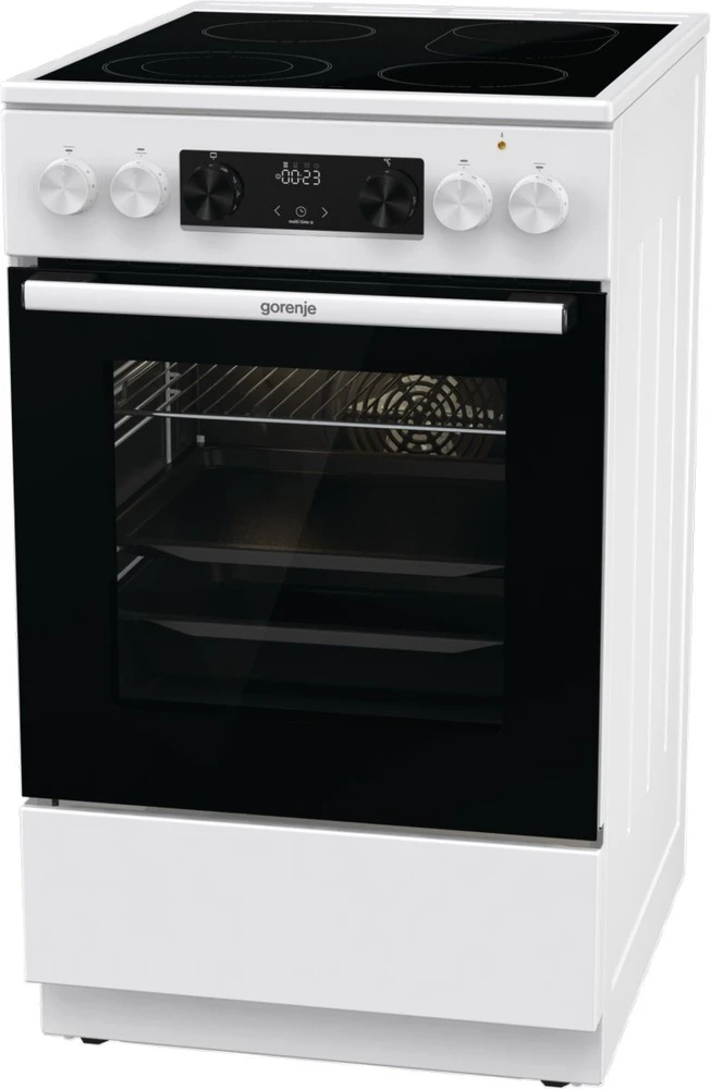 Viryklė Gorenje | Cooker | GECS5C70WA | Hob type Vitroceramic | Oven type Electric | Baltas | Plotis 50 cm | Grilling | LED | Gylis 59.4 cm | 70 L