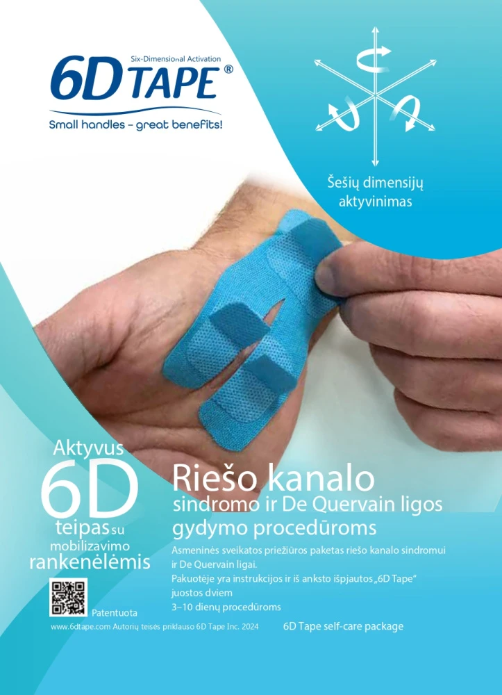 6D Tape 6D teipas riešo kanalo sindromui 6 vnt, su liet metodine medžiaga