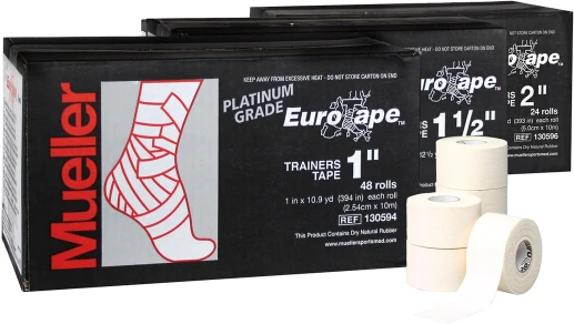 MUELLER® Eurotape Platinum sportinis teipas, baltas, 3 8 cm X 11,43 m