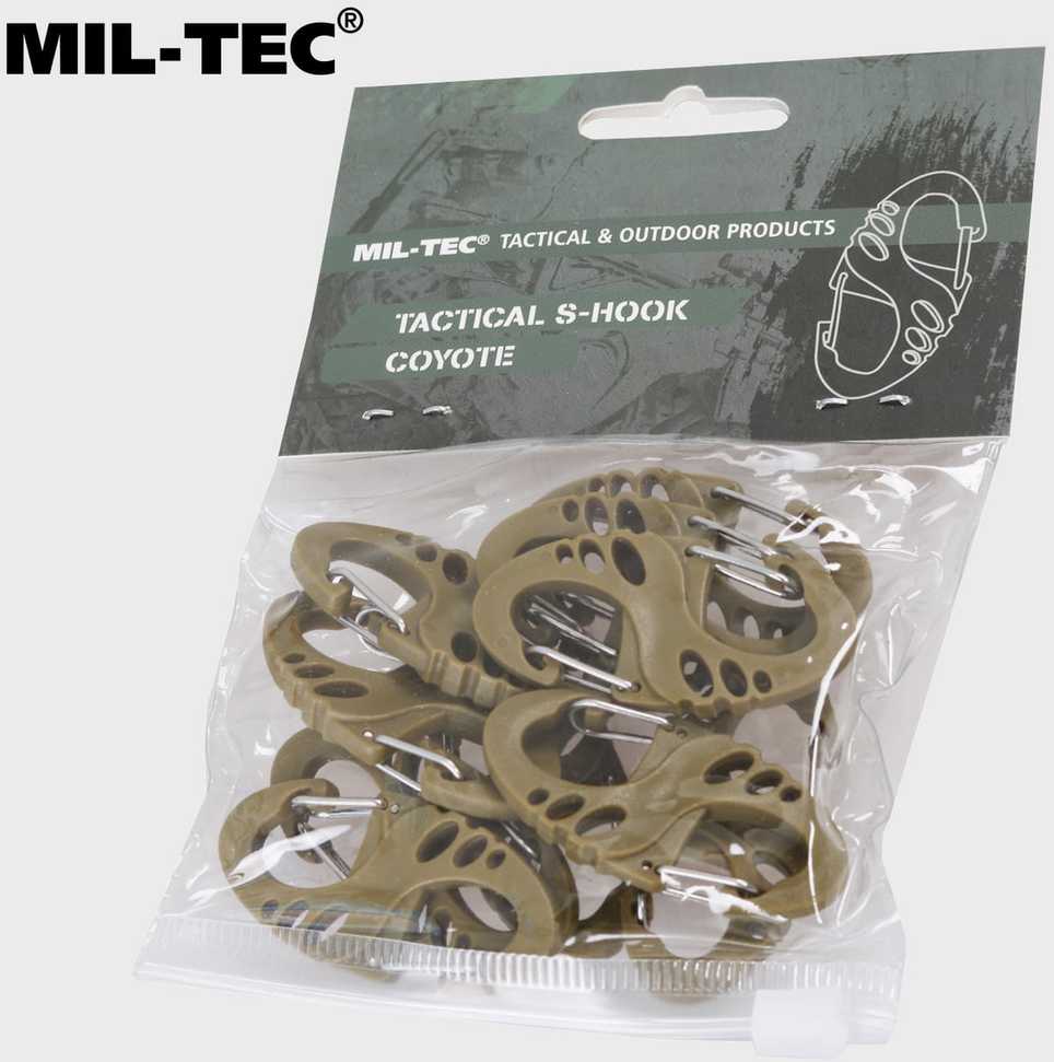 Karabinai Mil-Tec S-hook, 10 vnt., Coyote