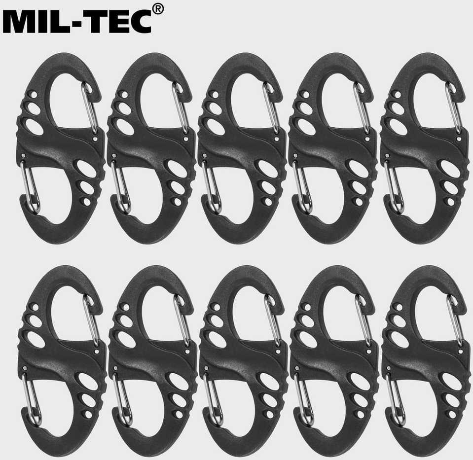Mil-Tec S-Hook snap hook set - Juodas
