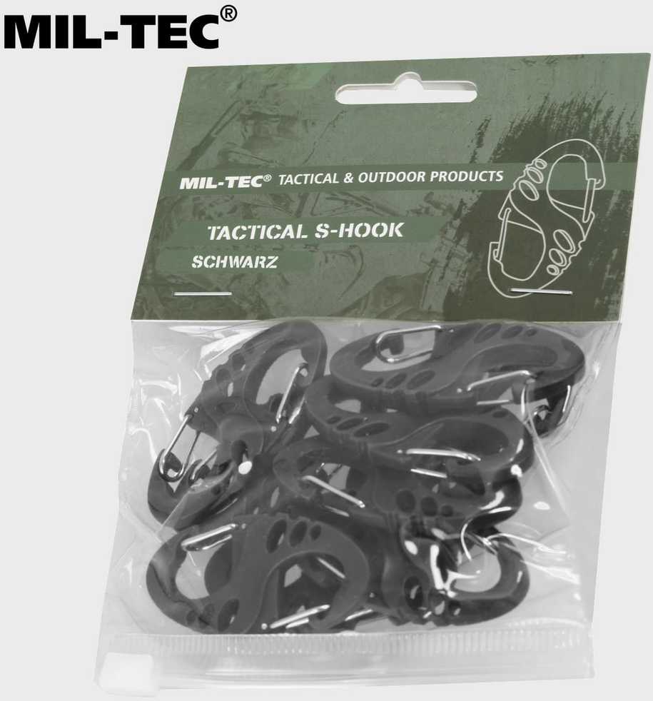 Mil-Tec S-Hook snap hook set - Juodas