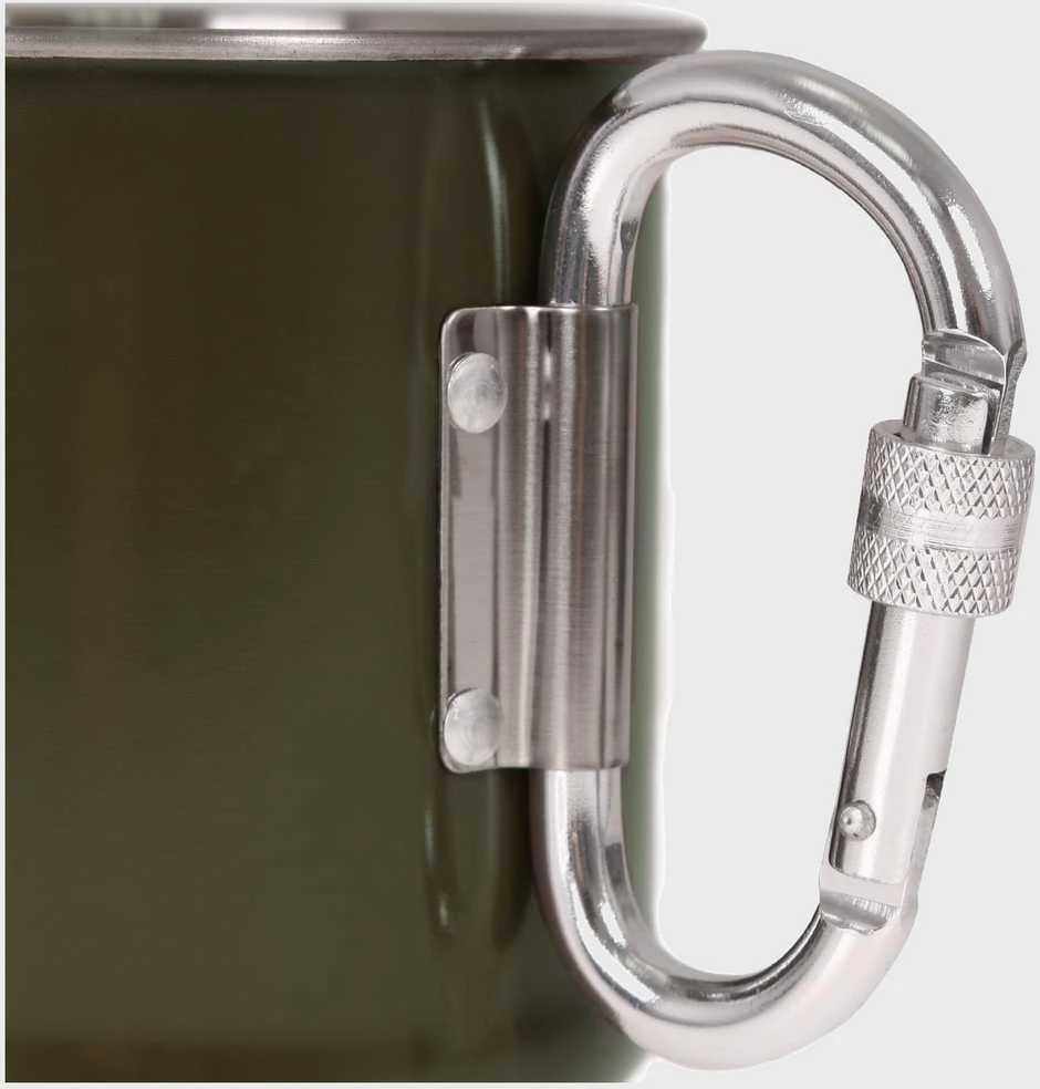 Mil-Tec Metalinis puodelis su karabinu 500 ml žalia