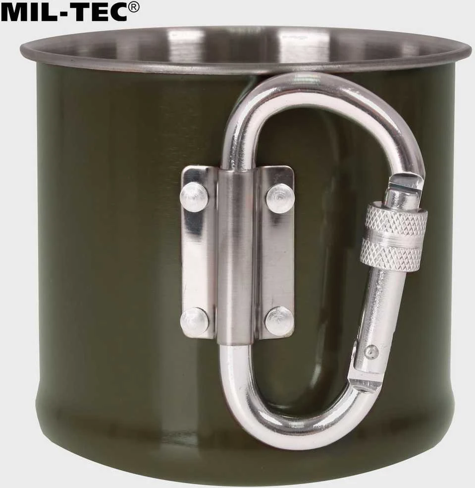 Mil-Tec Metalinis puodelis su karabinu 500 ml žalia