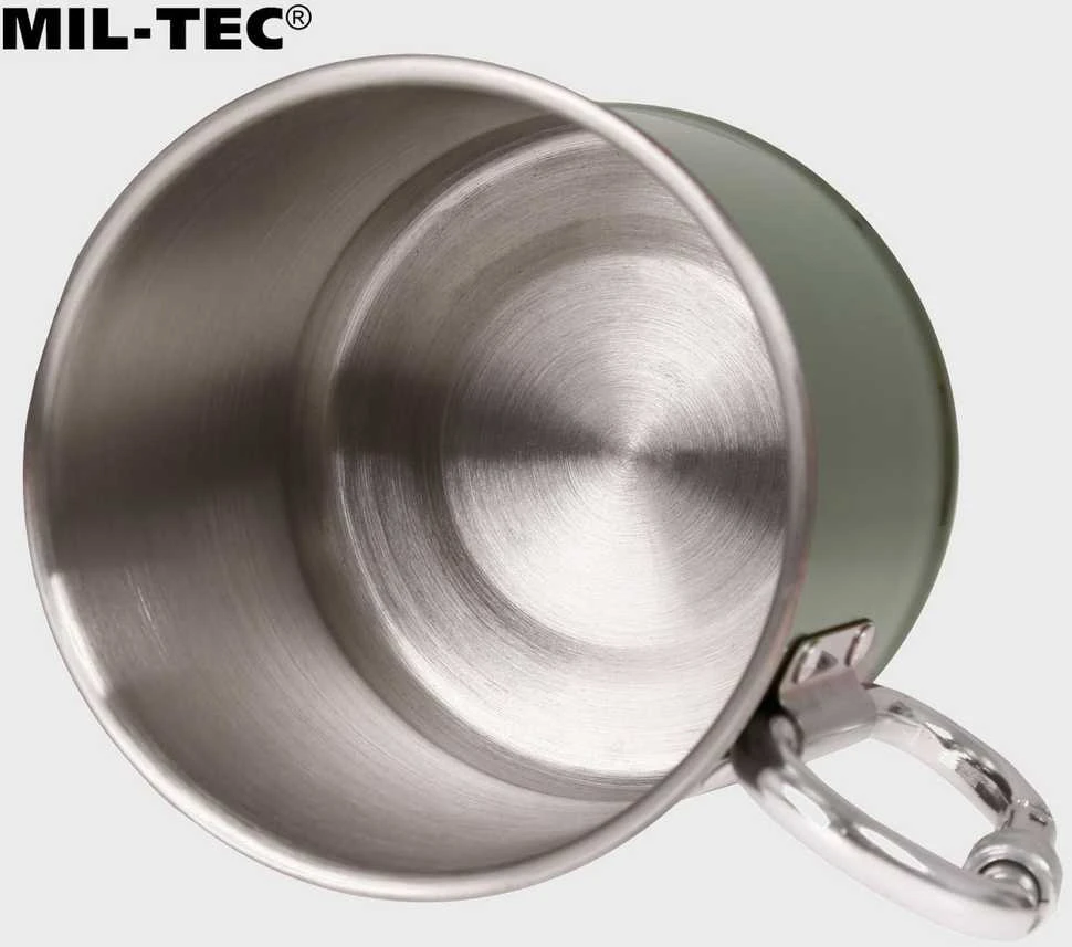 Mil-Tec Metalinis puodelis su karabinu 500 ml žalia