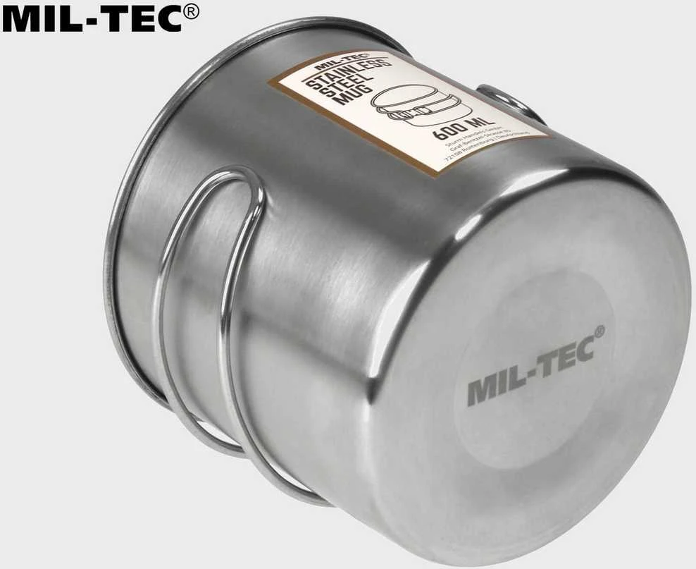 Mil-Tec nerūdijančio plieno puodelis 600 ml (VIELINĖ RANKENA)