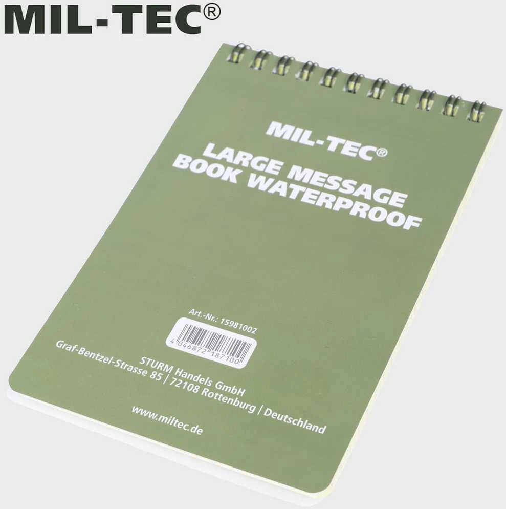 Mil-Tec Bloknotas su spirale, atsparus drėgmei, 10 x 15 cm 0724-400