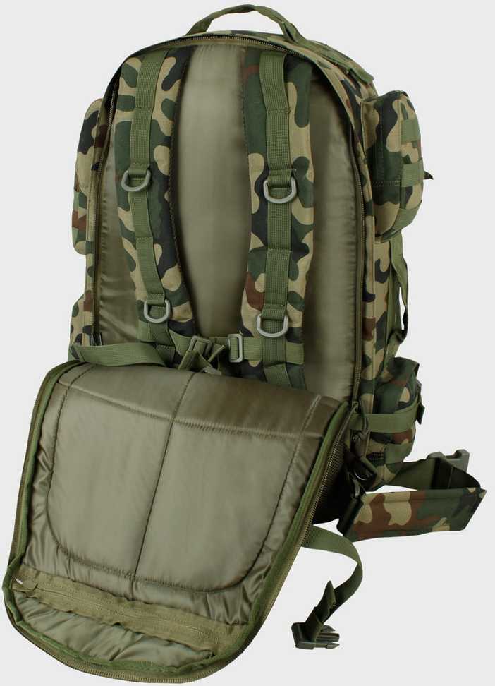Turistinis kuprinė Grizzly 65L, Texar, atspari vandeniui, atsegama nugarėlė su kilimėlio (karimatos) funkcija, su angomis vandens gėrimo sistemai (camelback), PL Camo / Wz.93 kamufliažas