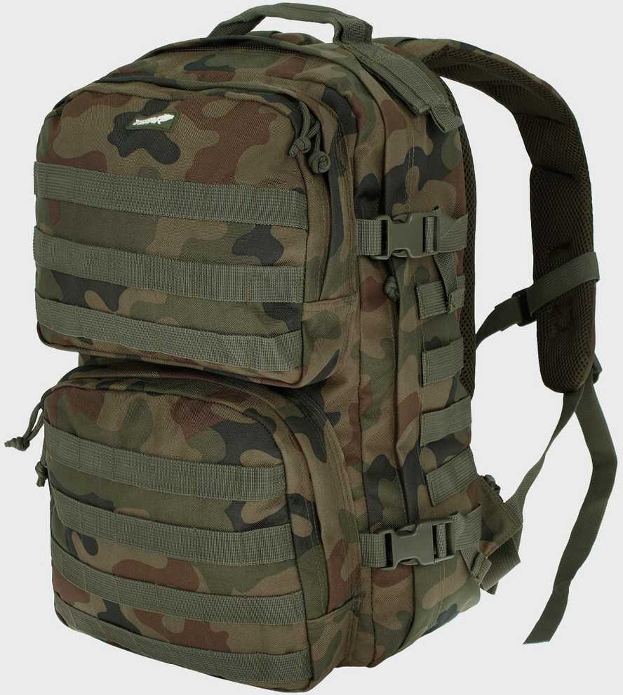 Turistinis kuprinė SCOUT 35L, Texar, su standžiu nugaros pagrindu, molle sistema ir suspaudimo diržais, PL Camo / Wz.93 kamufliažas
