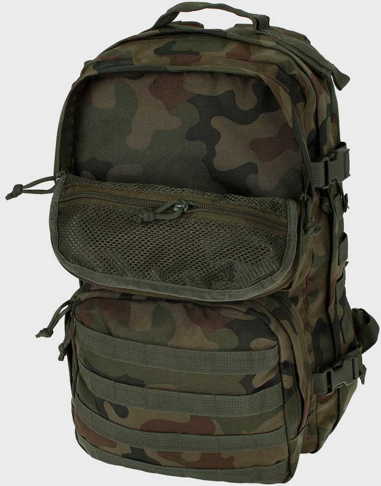 Turistinis kuprinė SCOUT 35L, Texar, su standžiu nugaros pagrindu, molle sistema ir suspaudimo diržais, PL Camo / Wz.93 kamufliažas
