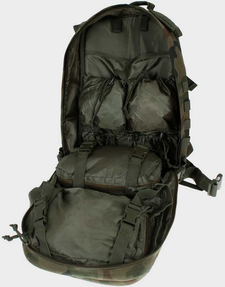 Turistinis kuprinė SCOUT 35L, Texar, su standžiu nugaros pagrindu, molle sistema ir suspaudimo diržais, PL Camo / Wz.93 kamufliažas