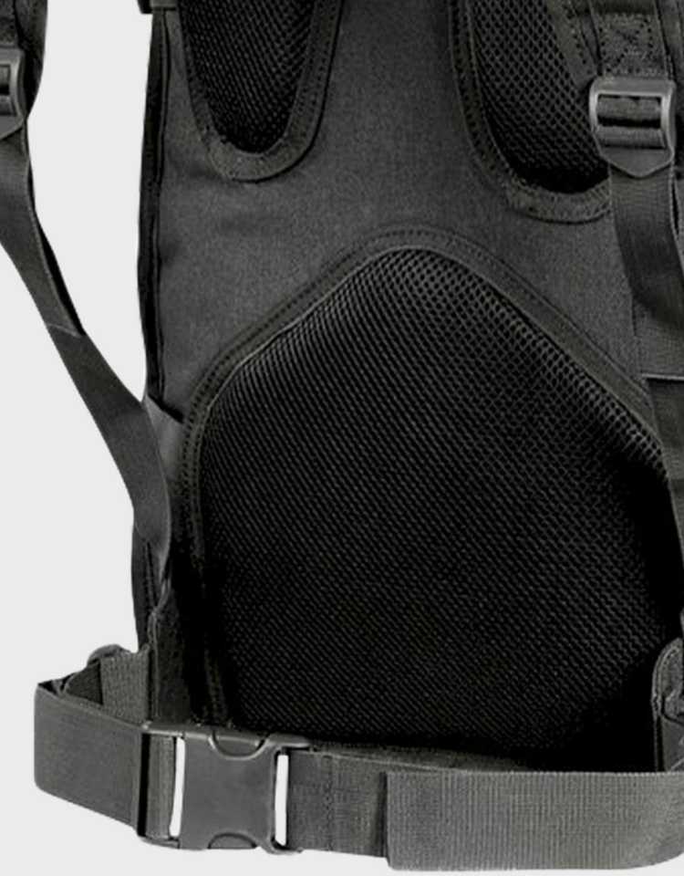 Turistinis kuprinė Traper 35L, Texar, dvi pagrindinės dalys, molle sistema ir suspaudimo diržai, juoda