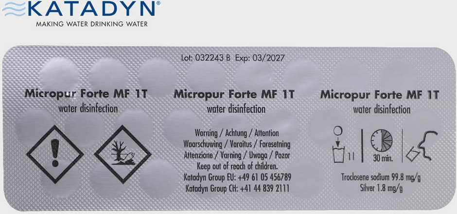 Micropur Forte 25 tablečių vandens dezinfekcijai, Katadyn