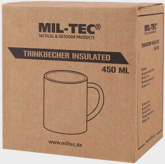 Termosinis metalinis Mil-tec puodelis 450ml žalios spalvos