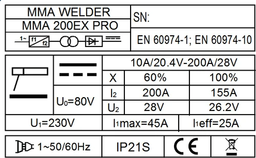 Suvirinimo aparatas FORBY® MMA 200EX PRO (200A - 60%) (su pulsu) aprašymas - Prekės nuotrauka