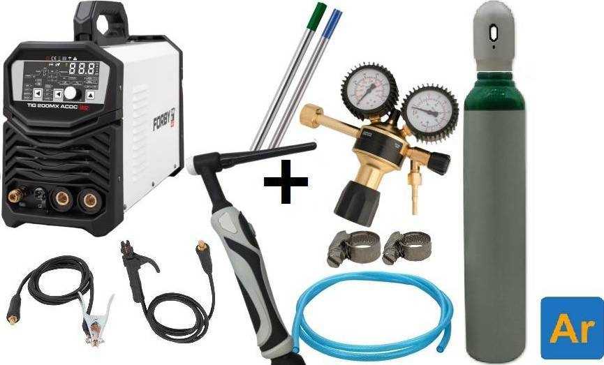 KOMPLEKTAS Suvirinimo aparatas FORBY® TIG 200MX AC/DC + Argono balionas 8l su priedais