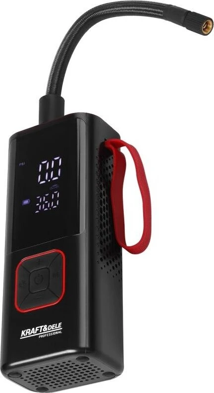 Kraft&Dele Akumuliatorinis oro kompresorius, 85 W, 10 bar, su LCD ekranu ir LED žibintuvėliu