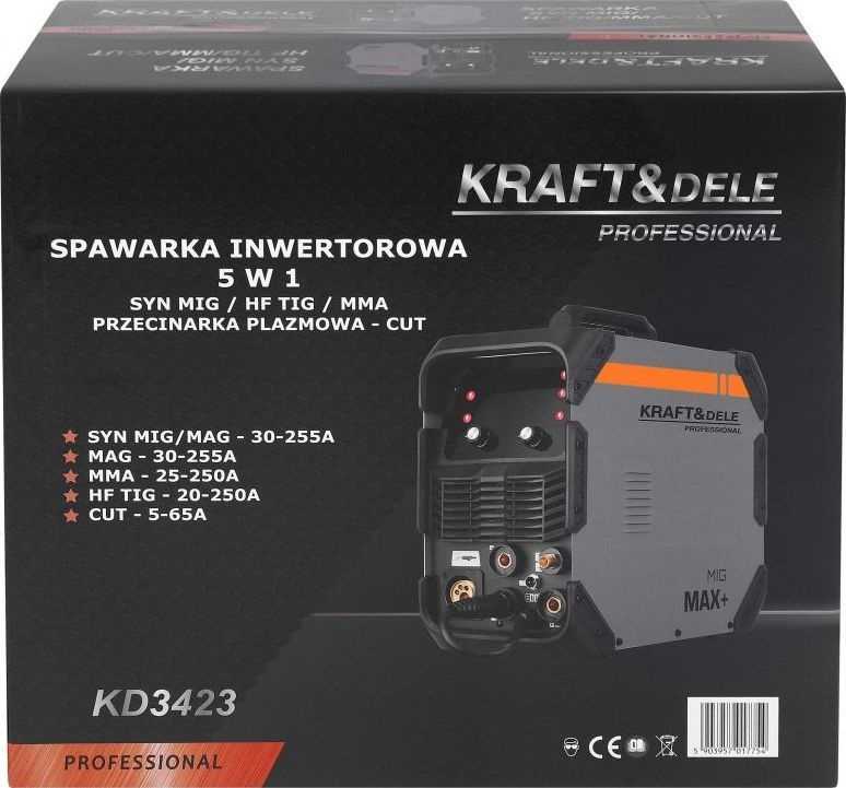 Kraft&Dele Inverterinis suvirinimo aparatas MIG MMA TIG su plazminiu pjaustytuvu 5in1 255A