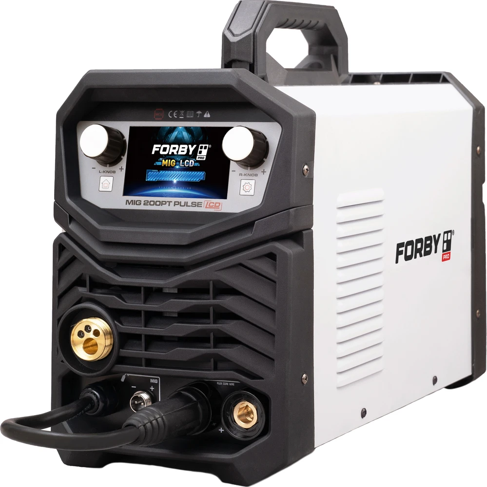 Pusautomačio KOMPLEKTAS FORBY® MIG 200PT LCD pulse (200A - 60%) (sinergetinis) + CO2 balionas 8l su priedais