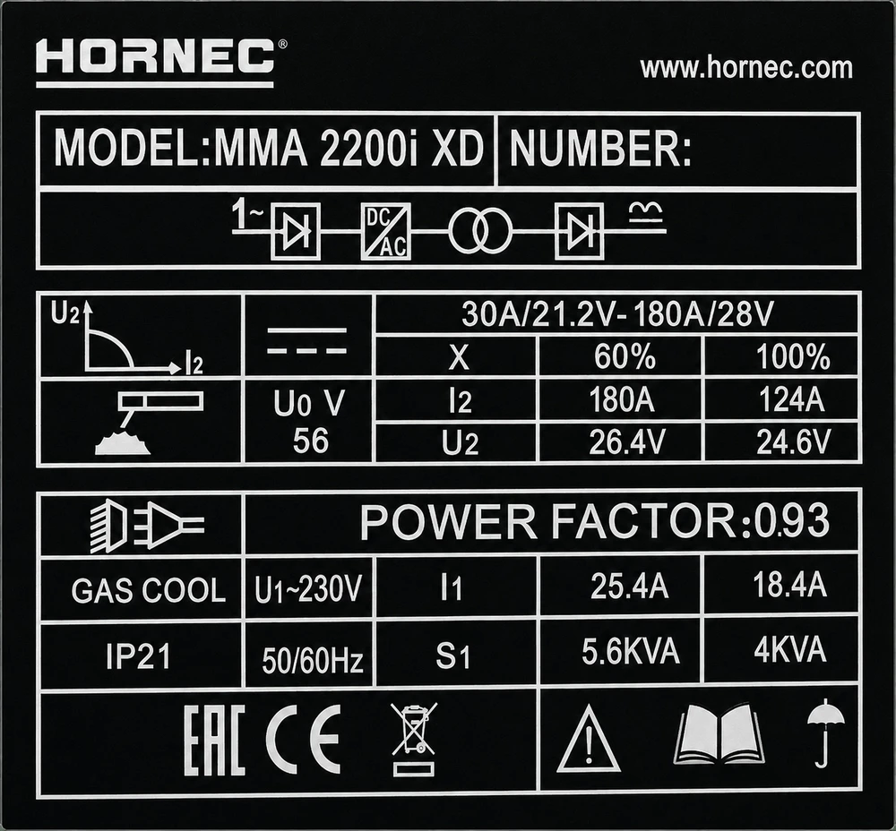 Suvirinimo aparatas HORNEC® smart MMA 2200i XD