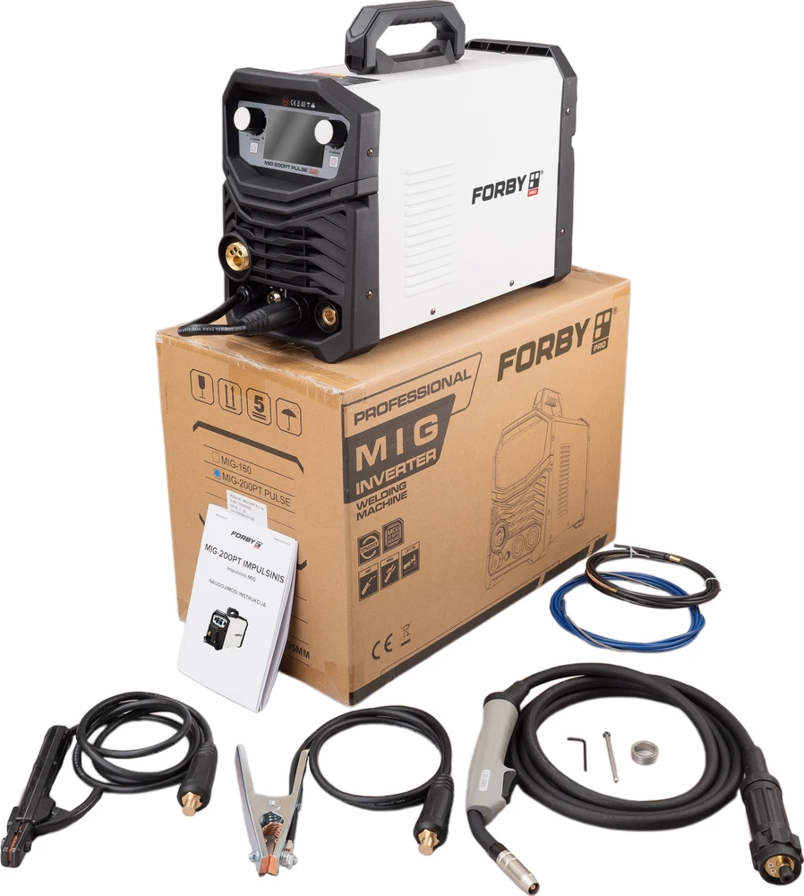 Suvirinimo pusautomatis FORBY® MIG 200PT LCD pulse (200A - 60%) (sinerginis, dvigubas pulsas)