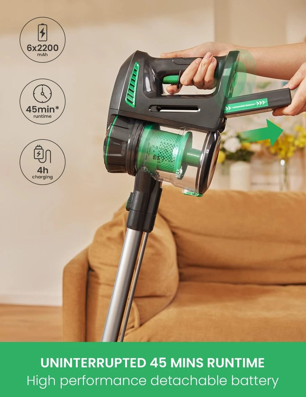 Dulkių siurblys-šluota Vactidy V8 aprašymas - Prekės nuotrauka