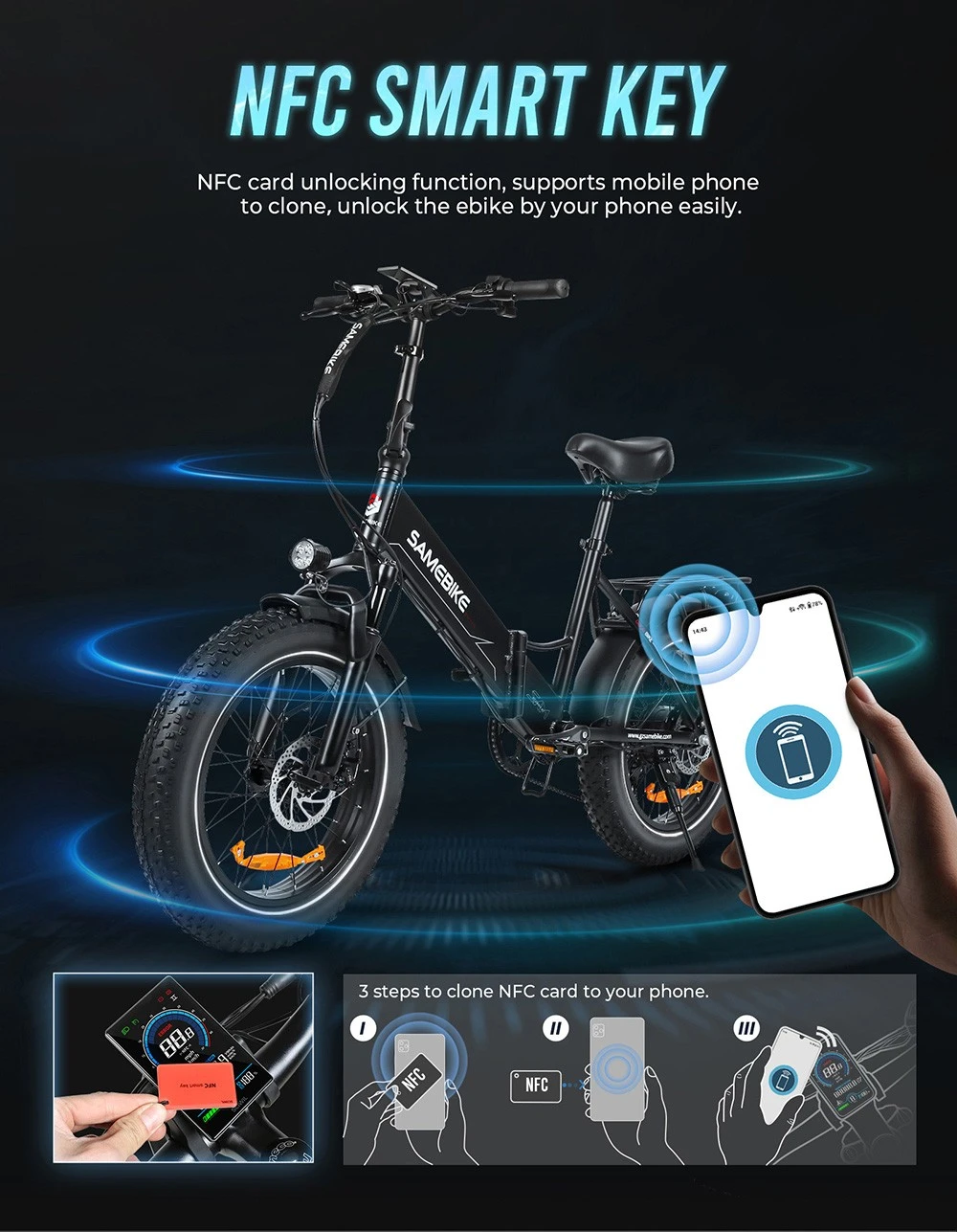 Elektrinis dviratis Samebike LOTDM200, 20