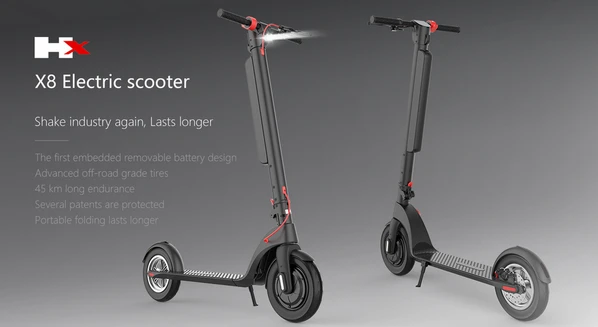 HX X8 elektrinis sulankstomas paspirtukas 10", 350 W galios/LCD ekranas/ 3 greičio režimai/maksimalus 25km / h greitis/ aprašymas - Prekės nuotrauka