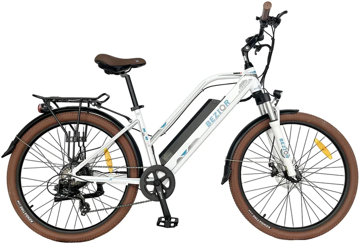 Elektrinis dviratis Bezior M2 Pro, 26", 500W, 12,5Ah, baltas