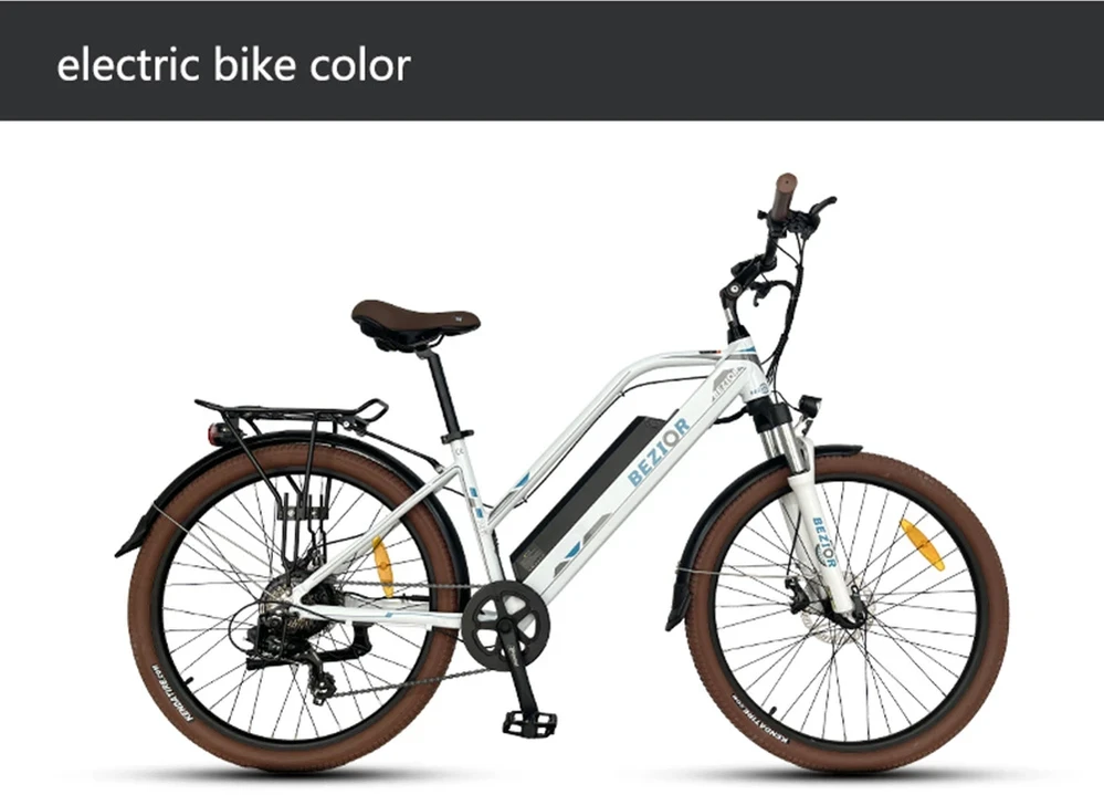 Elektrinis dviratis Bezior M2 Pro, 26", 500W, 12,5Ah, baltas