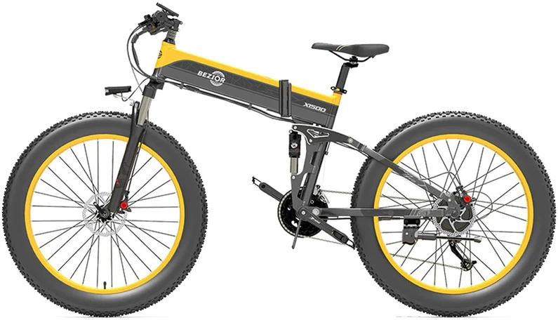 Elektrinis dviratis Bezior X1500, 26", 1500W, 12,8Ah, juodas/geltonas