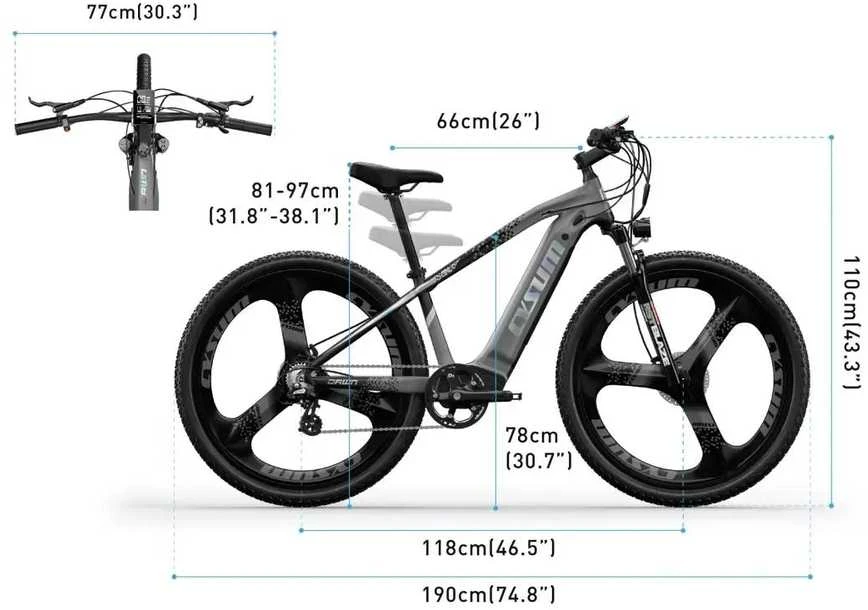 Elektrinis dviratis Cysum M520, 29", 500W, 14Ah LG, žalias