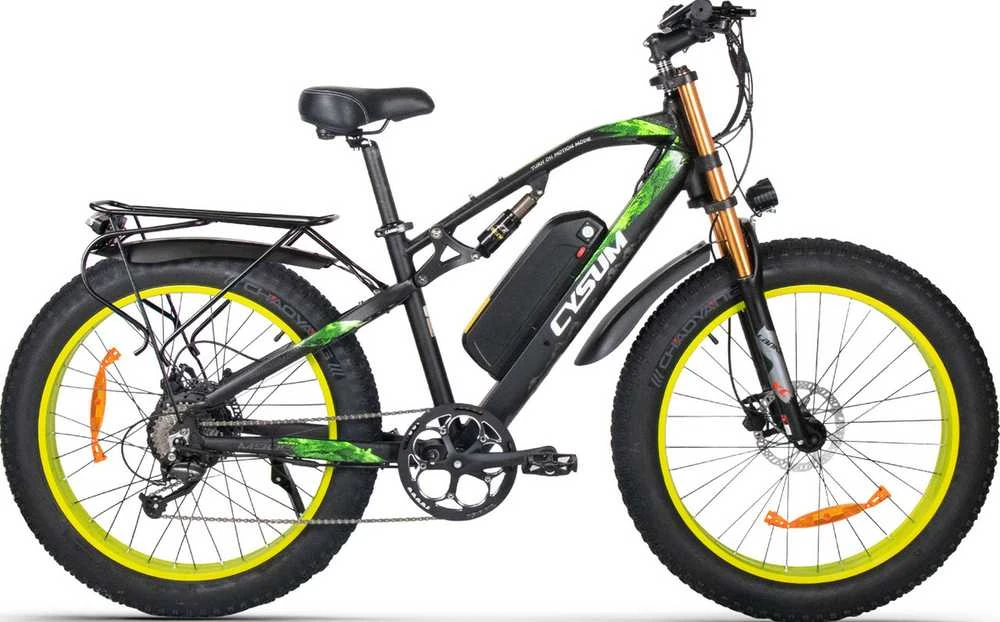 Elektrinis dviratis Cysum M900 Plus, 26", 1000W, 17Ah Panasonic/LG, žalias