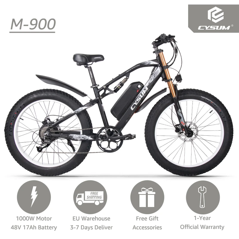 Elektrinis dviratis Cysum M900 Plus, 26", 1000W, 17Ah Panasonic/LG, žalias