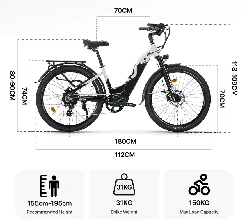 Elektrinis dviratis Cysum Panda, 27,5", 500W, 14Ah, juodas