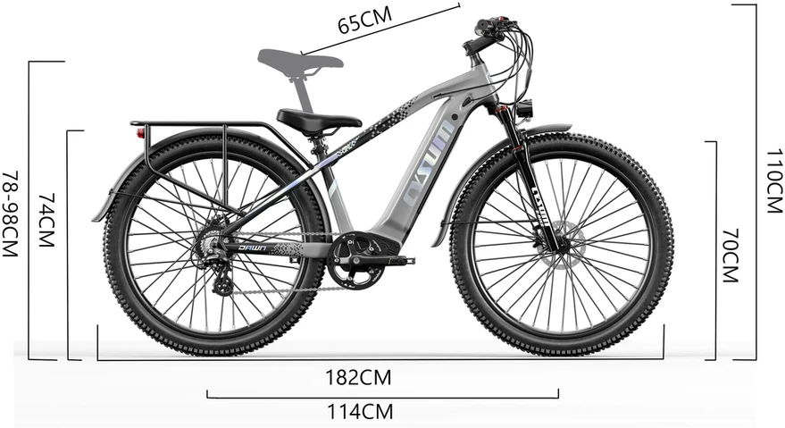 Elektrinis dviratis Cysum Speedy, 27,5", 500W, 14Ah, pilkas
