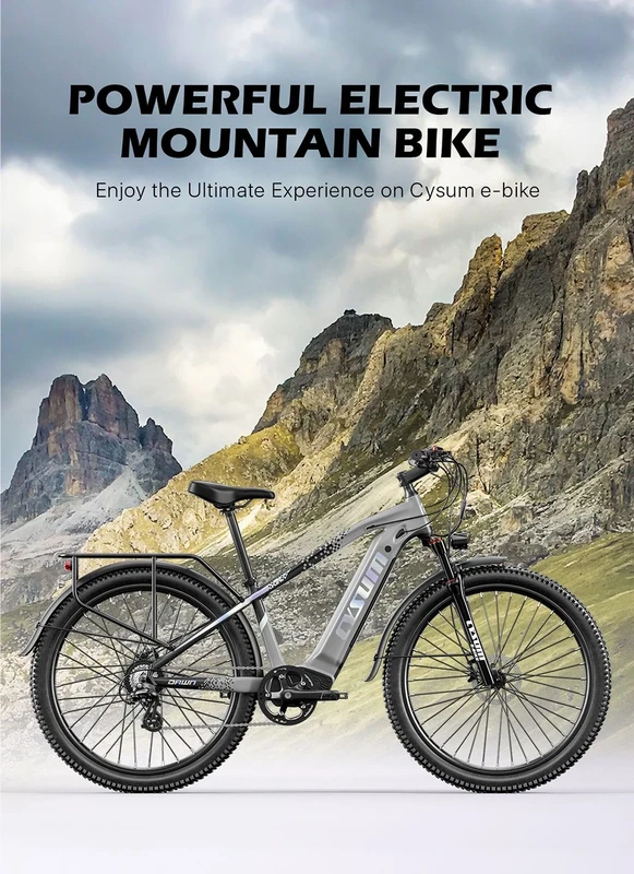 Elektrinis dviratis Cysum Speedy, 27,5", 500W, 14Ah, pilkas