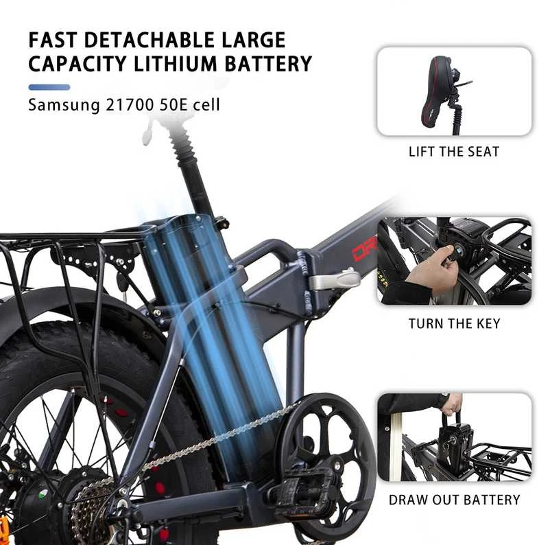 Elektrinis dviratis Drvetion AT20, 20", 750W, 10Ah SAMSUNG, pilkas
