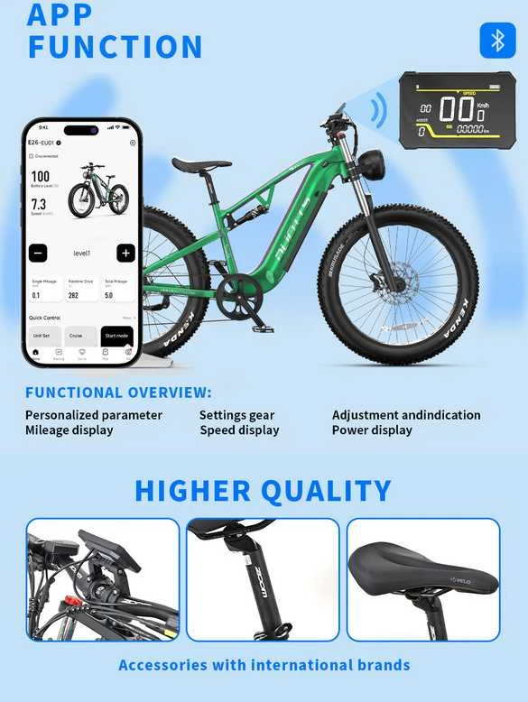 Elektrinis dviratis DUOTTS E26 Hybrid, 26", 750W, 20Ah SAMSUNG, žalias
