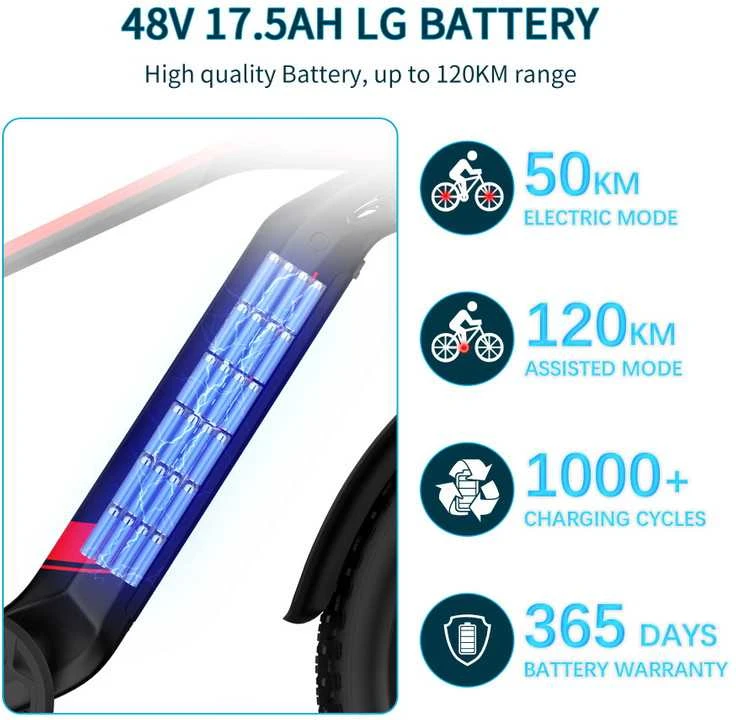 Elektrinis dviratis Duotts F26, 26", 1500W, 17,5Ah LG, raudonas