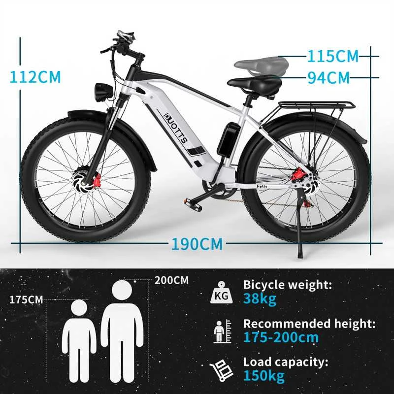 Elektrinis dviratis Duotts F26, 26", 1500W, 17,5Ah LG, pilkas