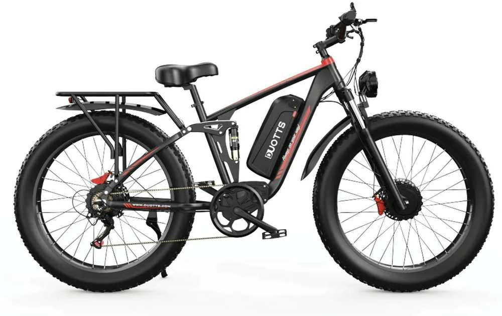 Elektrinis dviratis Duotts S26, 26", 1500W, 20Ah SAMSUNG, juodas/raudonas