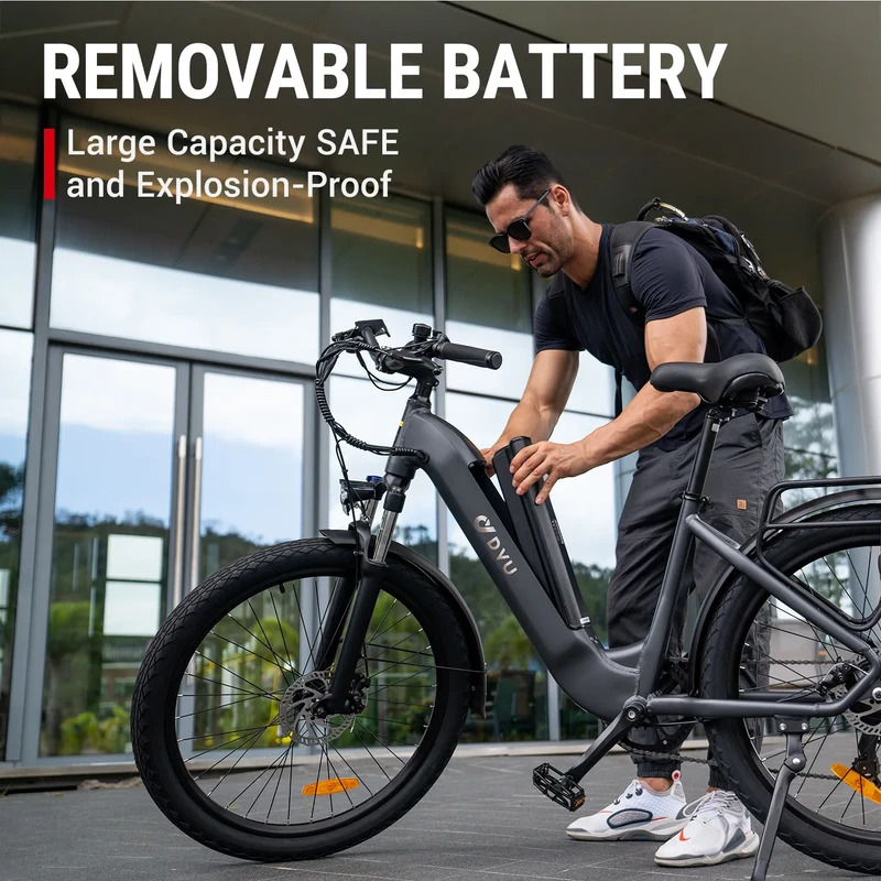 Elektrinis dviratis DYU C1, 26", 350W, 10Ah, pilkas