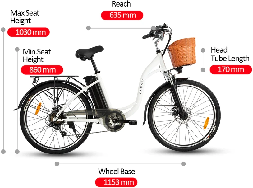 Elektrinis dviratis DYU C6, 26", 350W, 12,5Ah, juodas