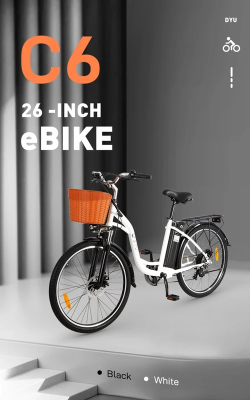 Elektrinis dviratis DYU C6, 26", 350W, 12,5Ah, juodas